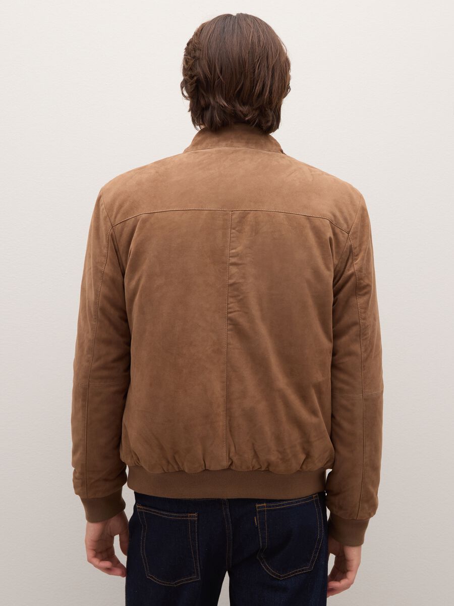 Brown genuine leather bomber jacket_3