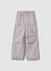 Girl's regular fit grey pure cotton cargo trousers_3