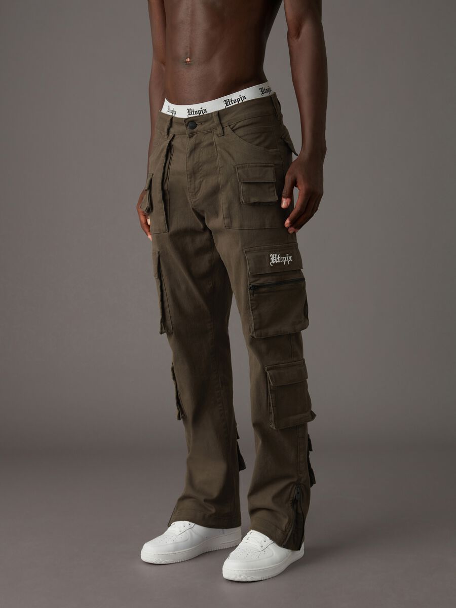 Military Green Multipocket Cargo Trousers_1