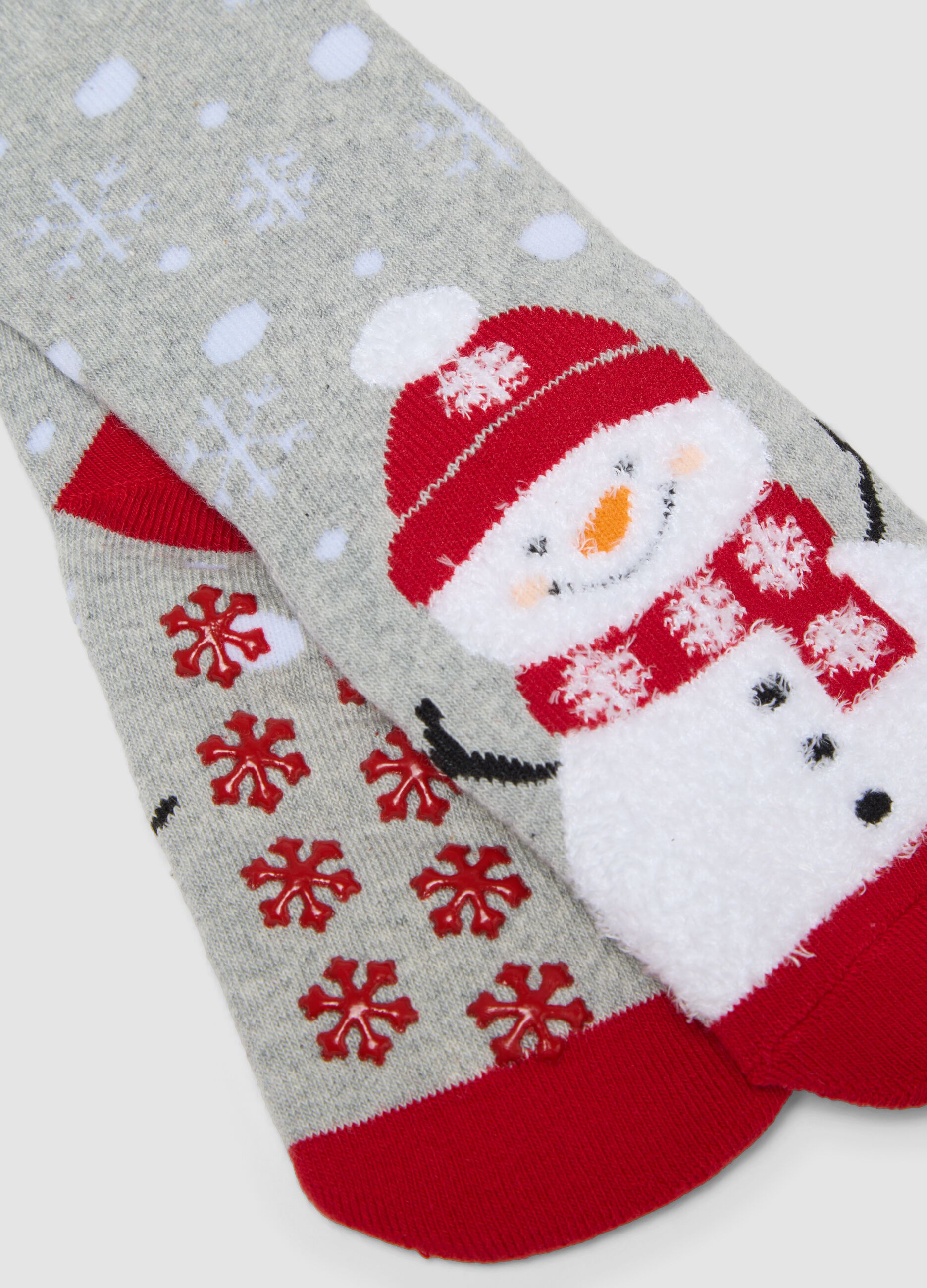 2-pack of multicolour Christmas-themed non-slip socks in stretchy organic cotton