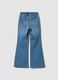 Jeggings denim in cotone elasticizzato a zampa con strass per bambina_1