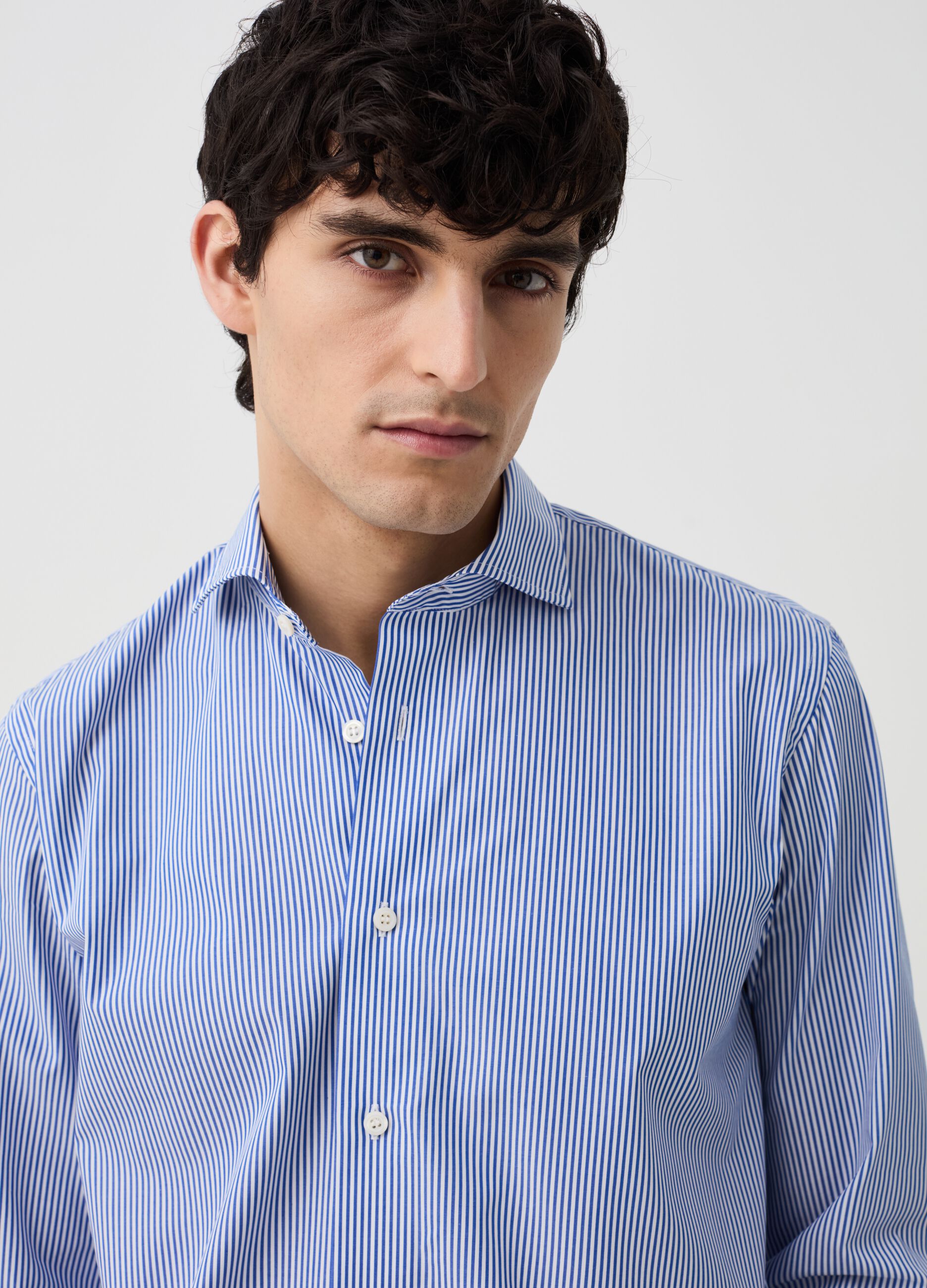 Regular-fit striped cotton shirt