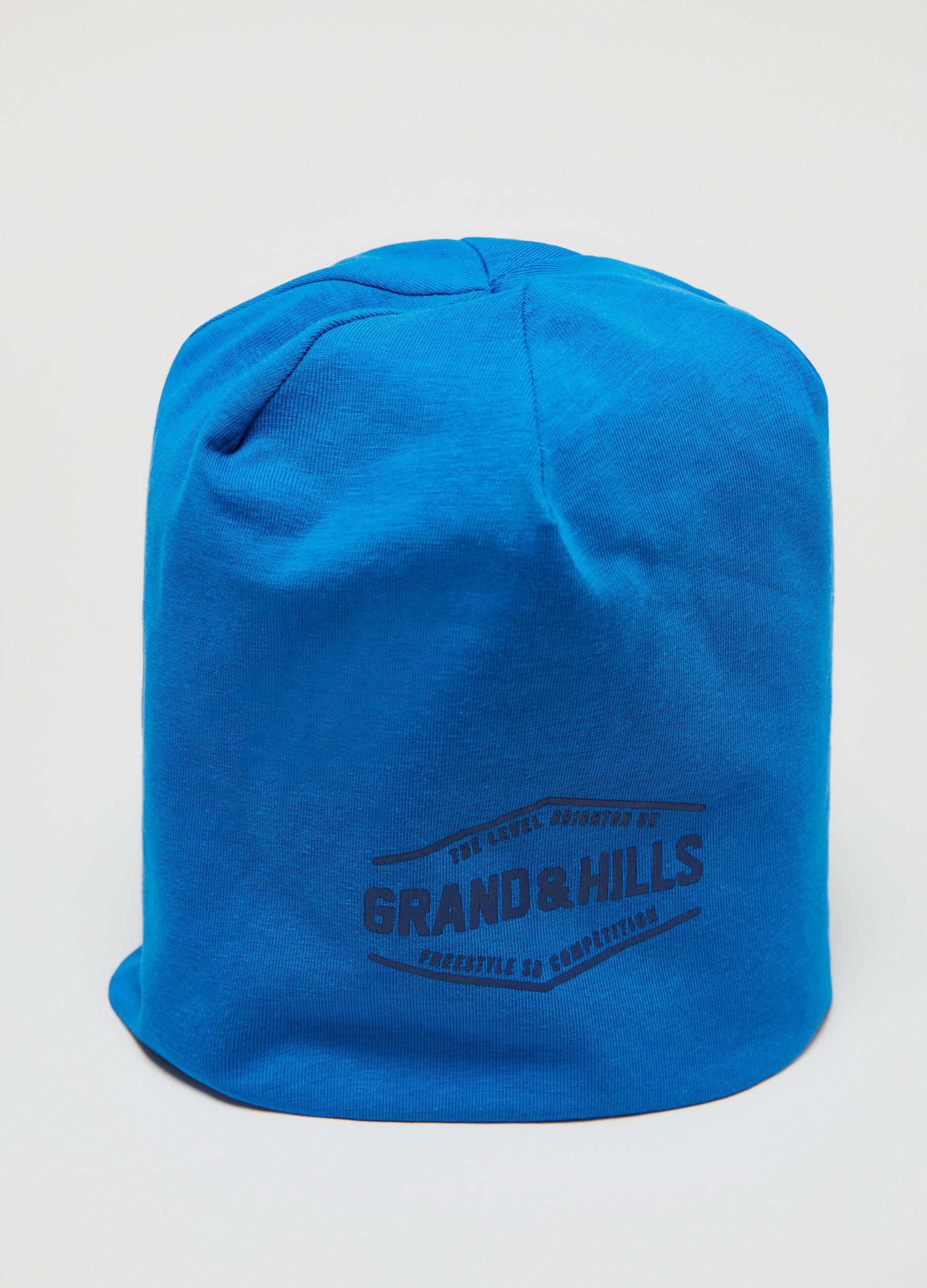Hat in stretch cotton with lettering print