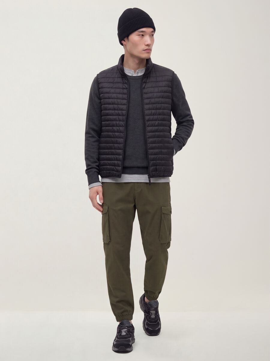 Green slim-fit stretch cotton cargo trousers_0