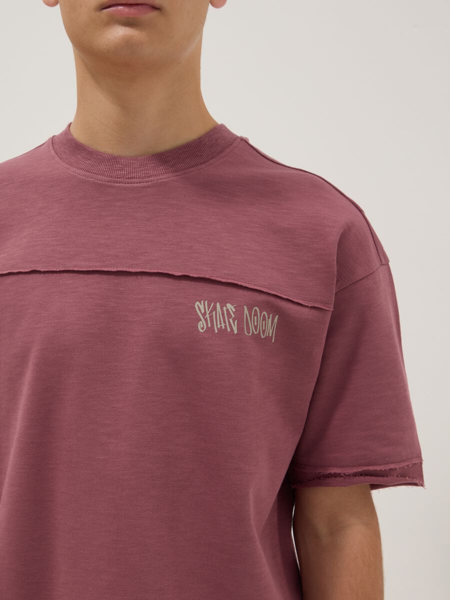 Red short-sleeve pure cotton oversized T-shirt for boys_2