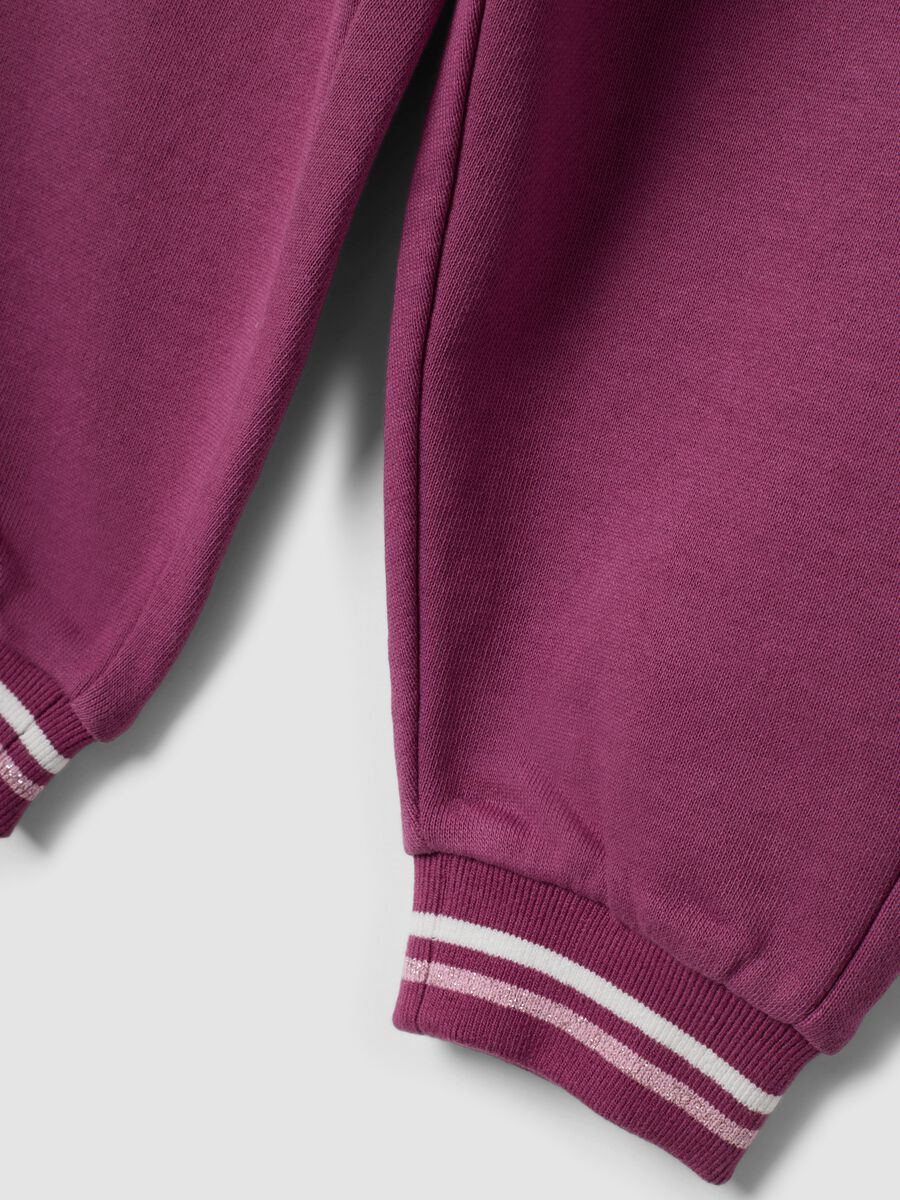 Purple pure cotton jogger trousers with Lilo & Stitch embroidery for baby girl_3