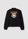 Black cotton-blend zip hoodie with front and back print_1