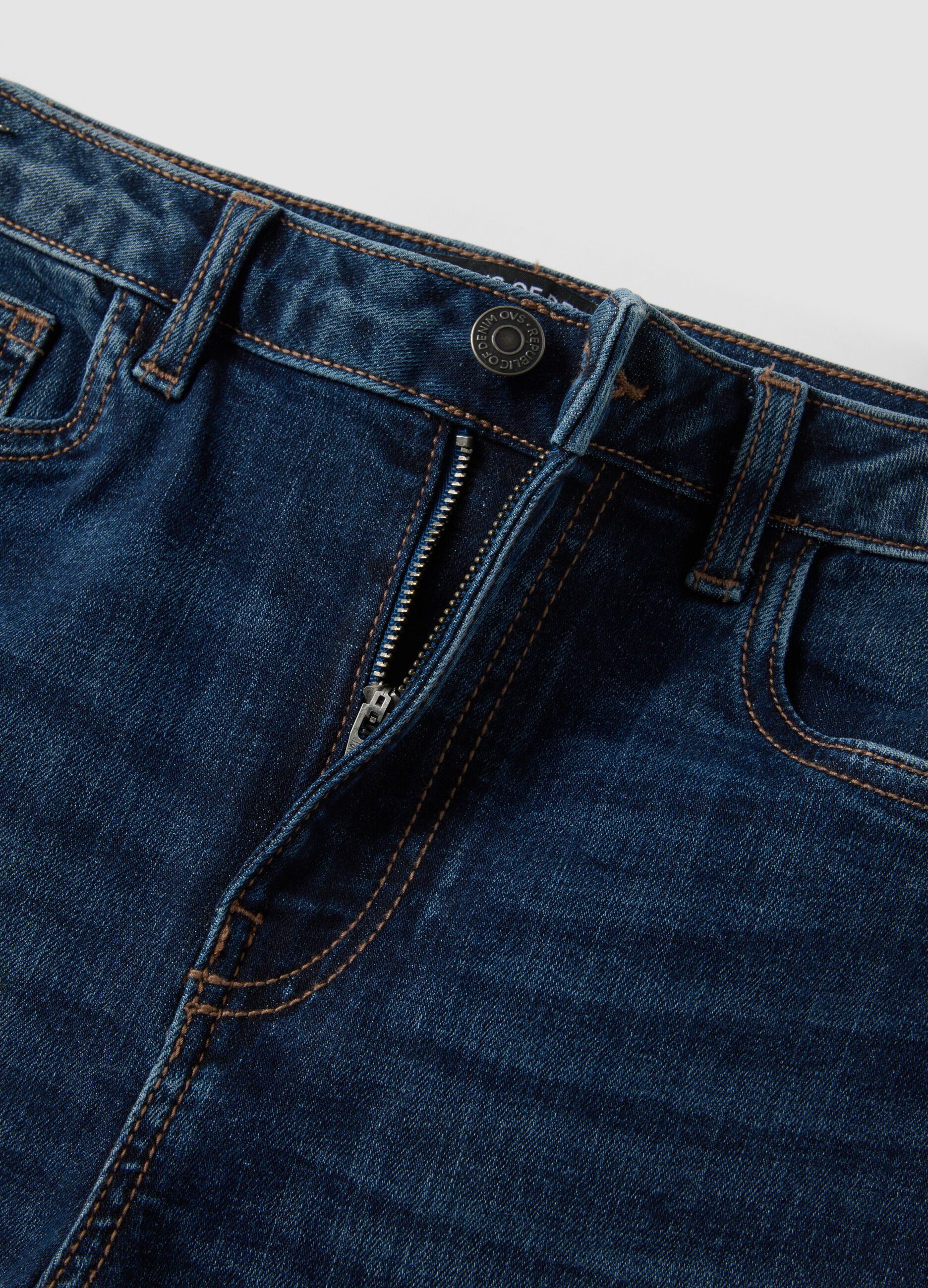 Mid-wash skinny-fit jeans in stretch cotton