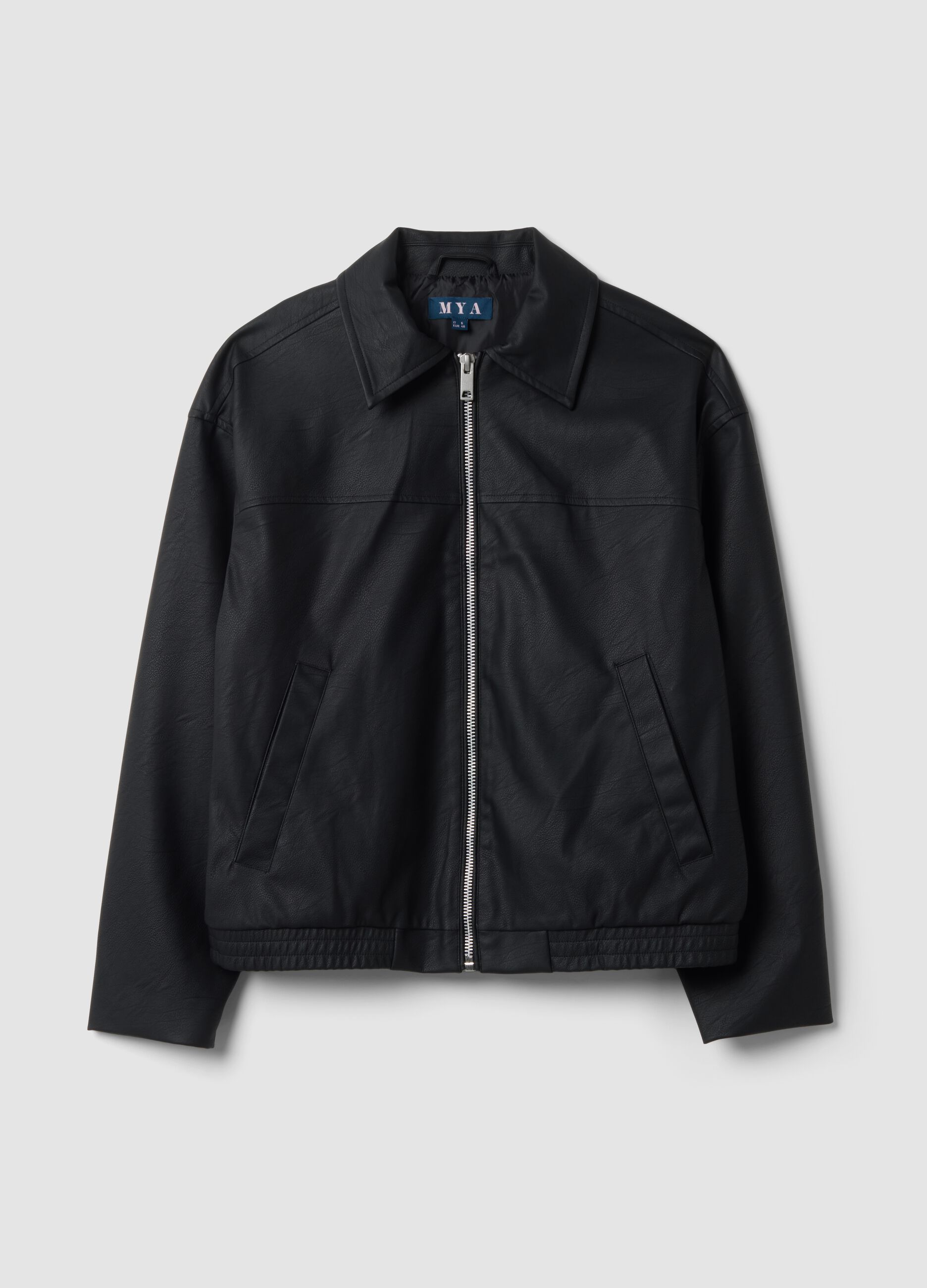 Schwarze Regular-Fit-Jacke mit Rei&szlig;verschluss und Kragen
