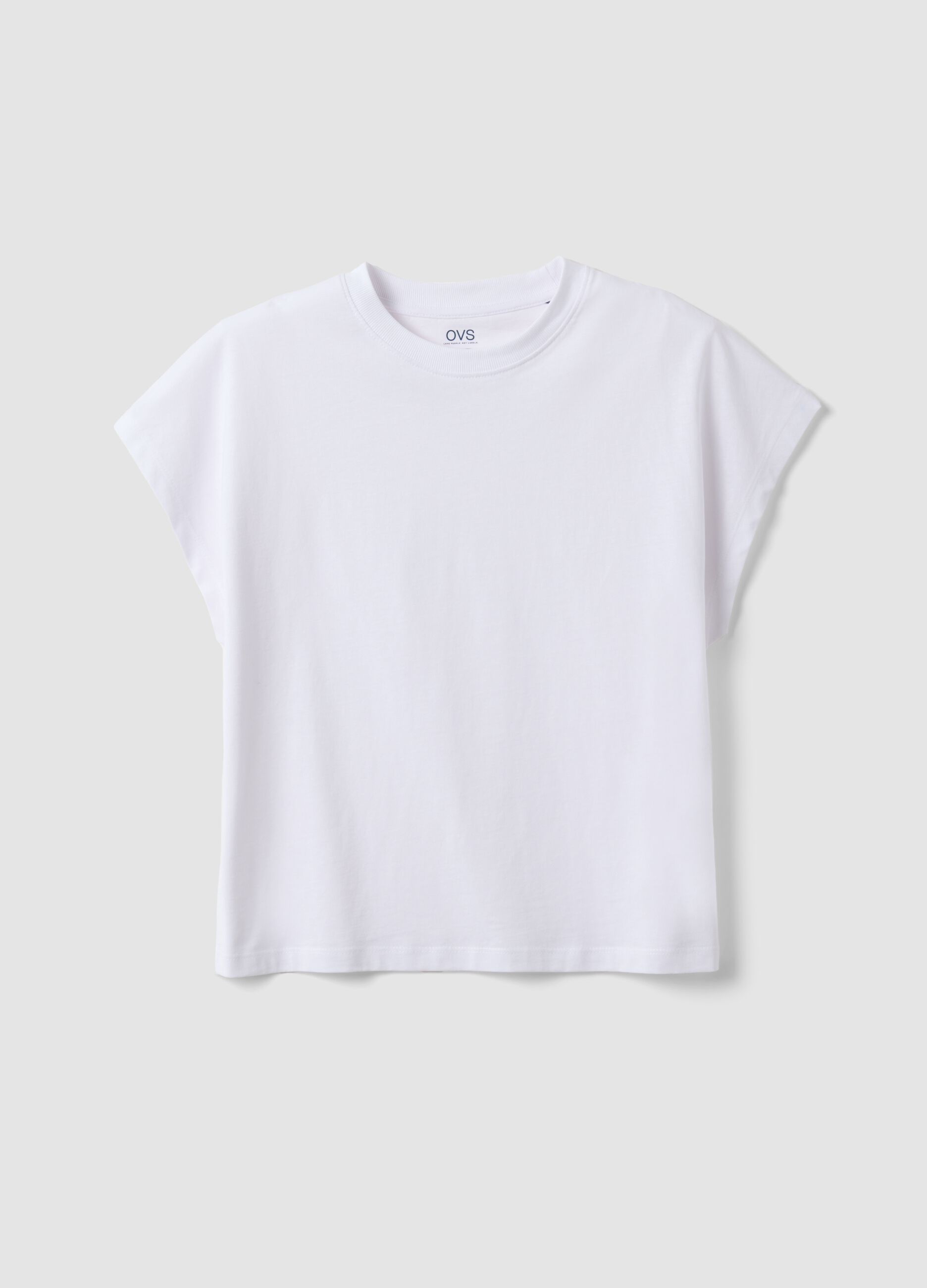 White short-sleeve fitted pure cotton T-shirt
