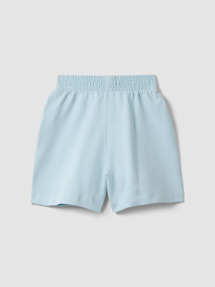 Girls' blue pure cotton oversized fit shorts_1