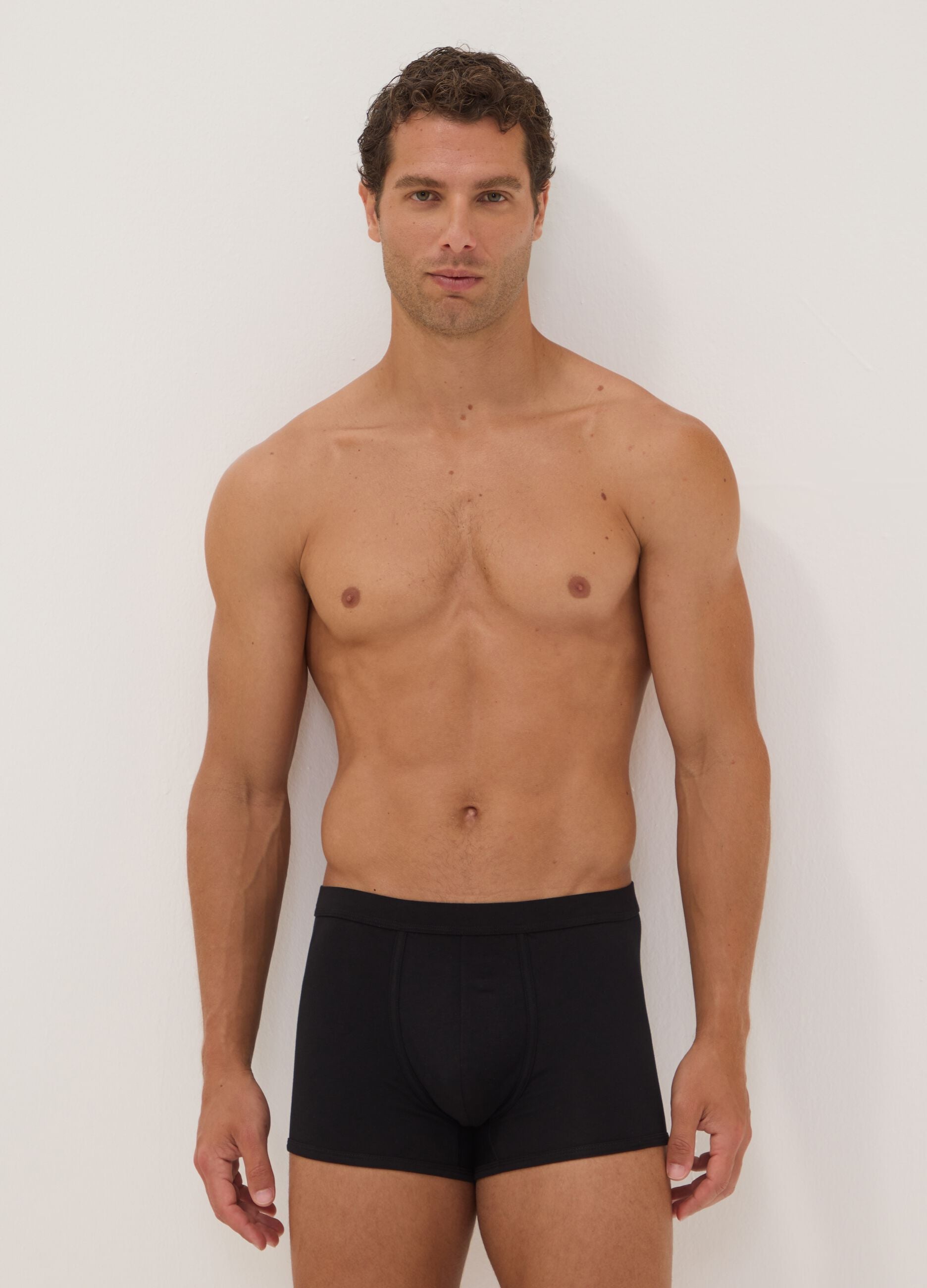 3-pack of black stretch extra-fine cotton boxer briefs