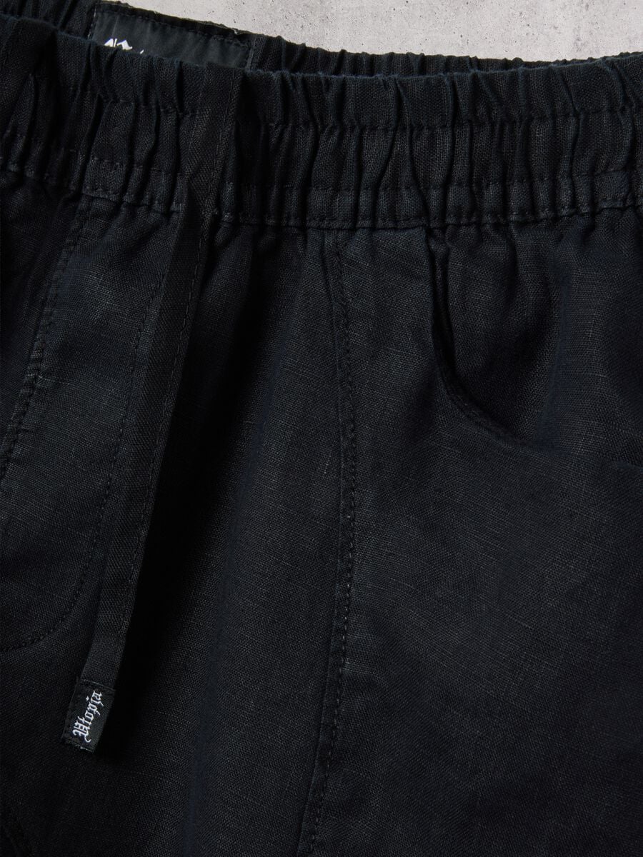 100% Linen Shorts Black_6