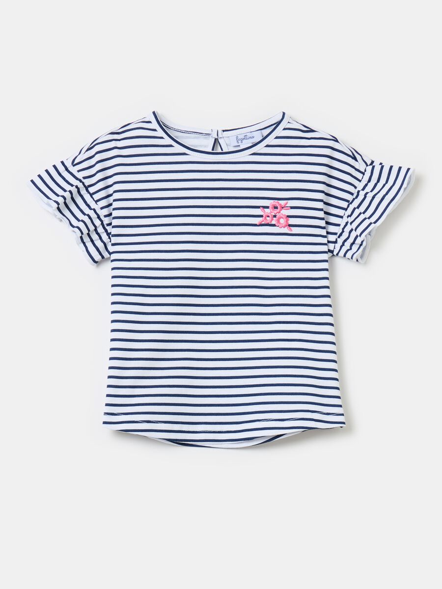 Cotton T-shirt with striped pattern_0