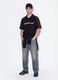 Black pure cotton oversized short-sleeve polo shirt_0