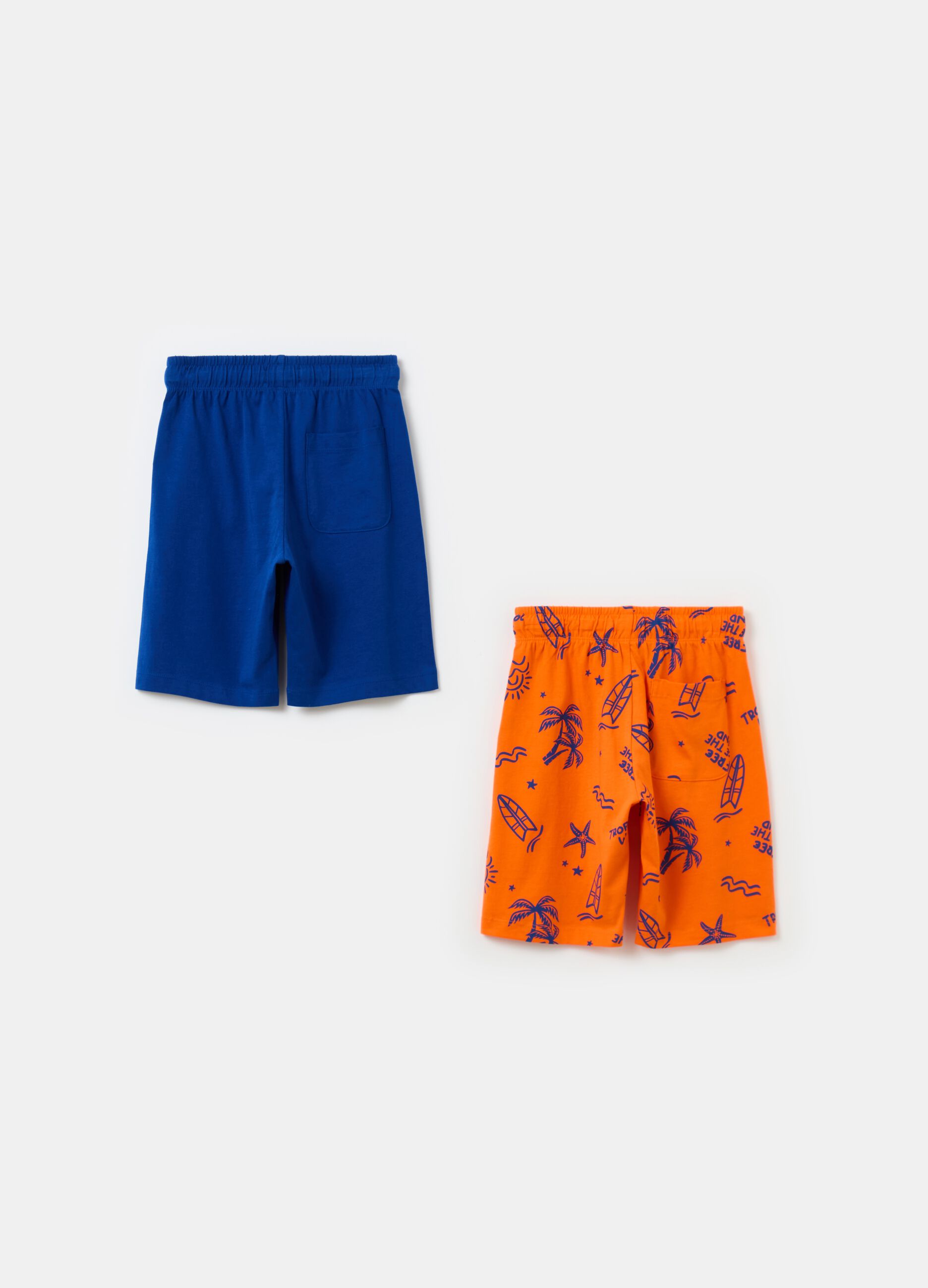 Two-pack Bermuda shorts with drawstring and print