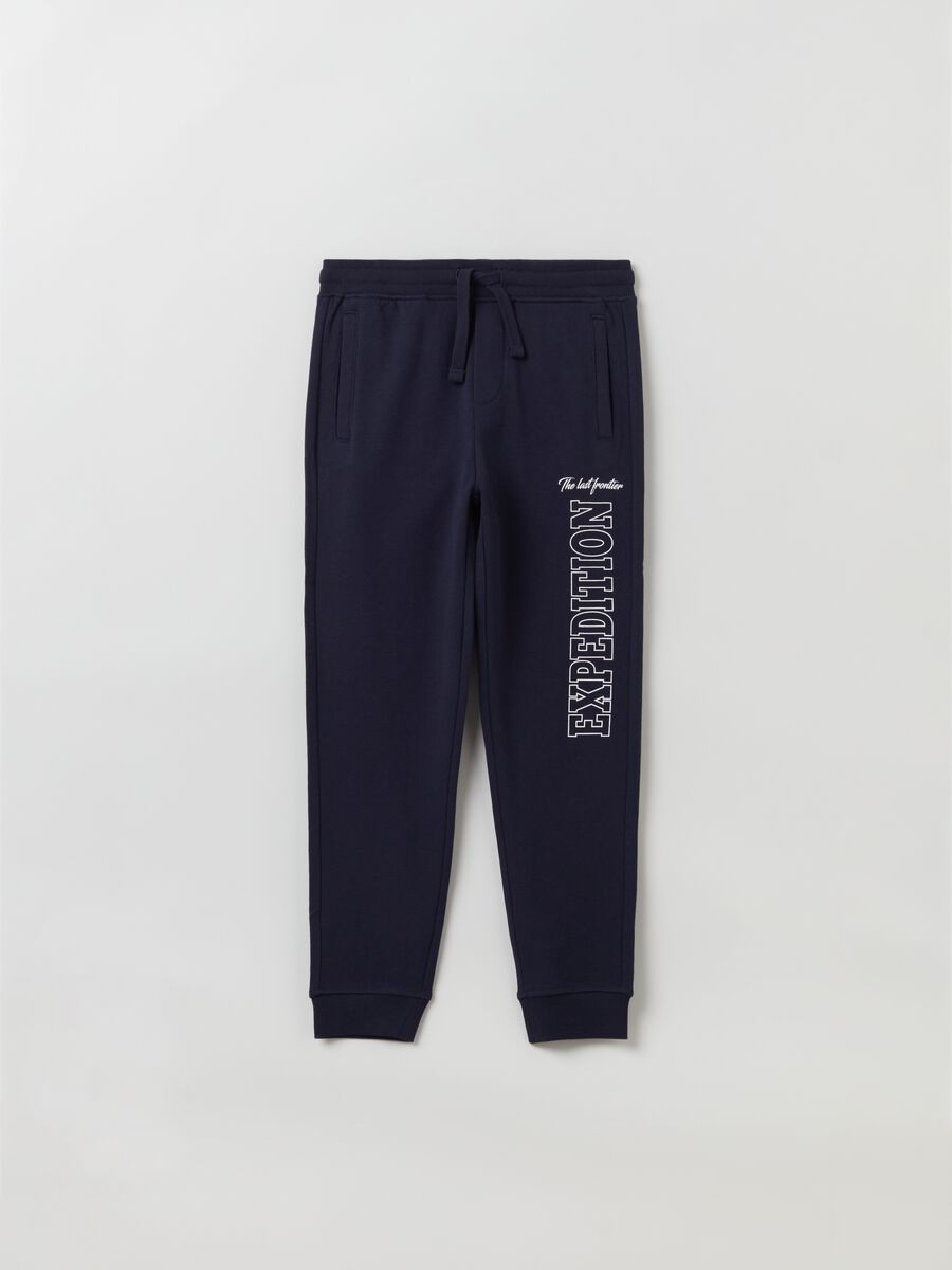 Fleece joggers with lettering print_0