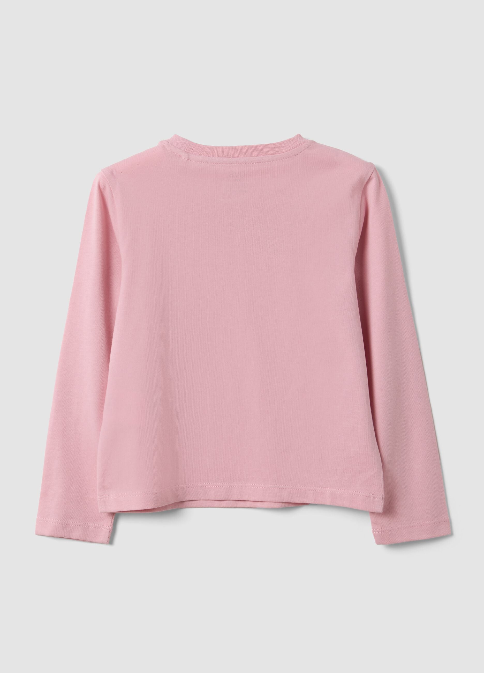 Rosa M&auml;dchen-T-Shirt aus reiner Bio-Baumwolle mit K&auml;tzchen-Print