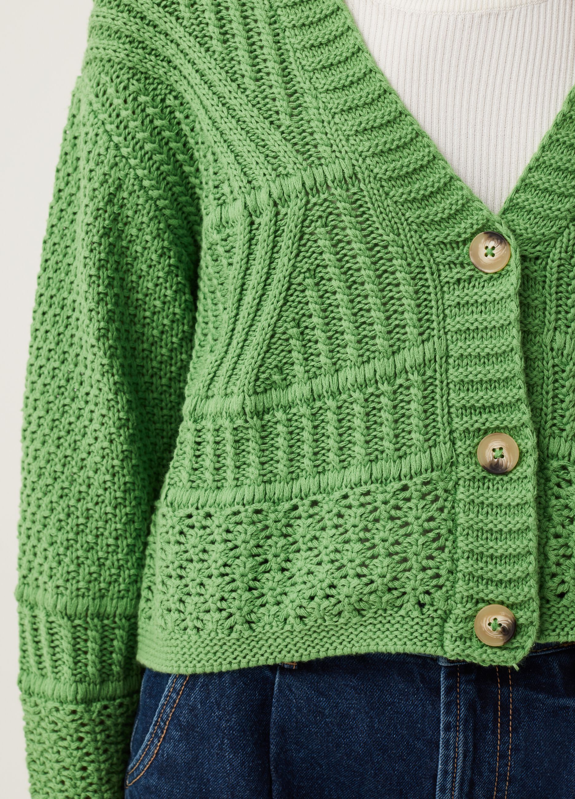 Cardigan oversize in cotone crochet
