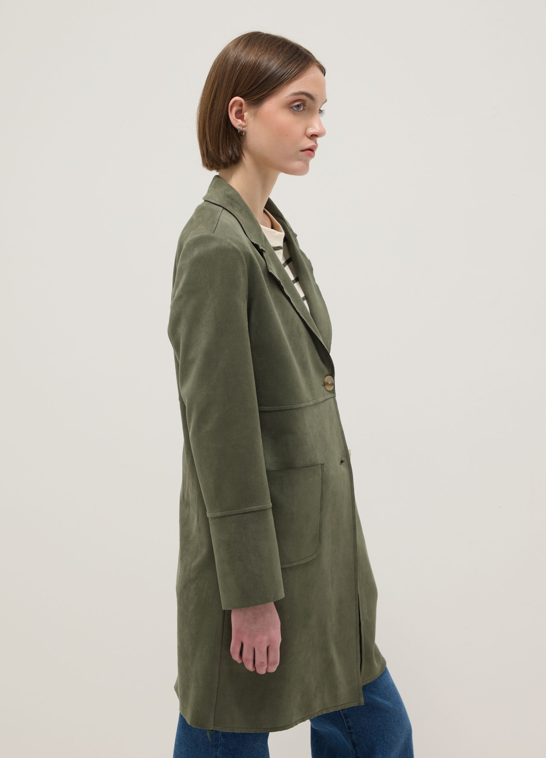 Regular fit light green jacket with large pockets