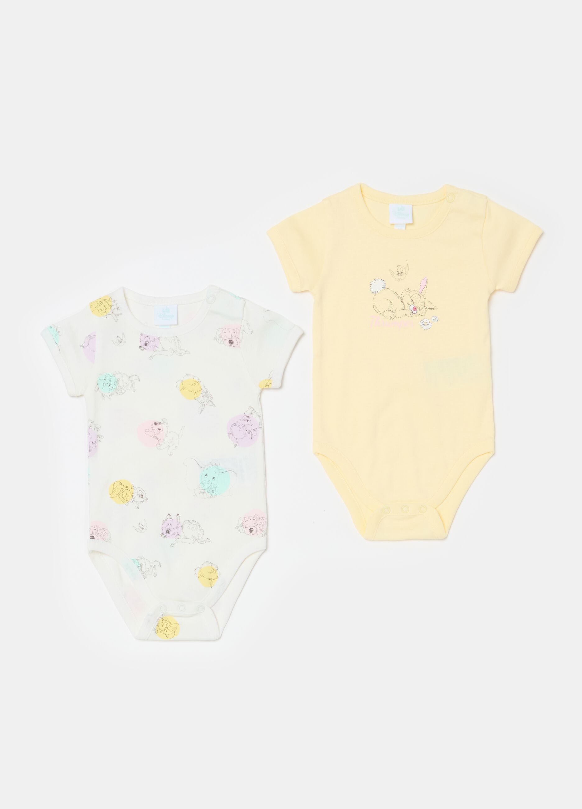 Two-pack organic cotton bodysuits with Thumper print