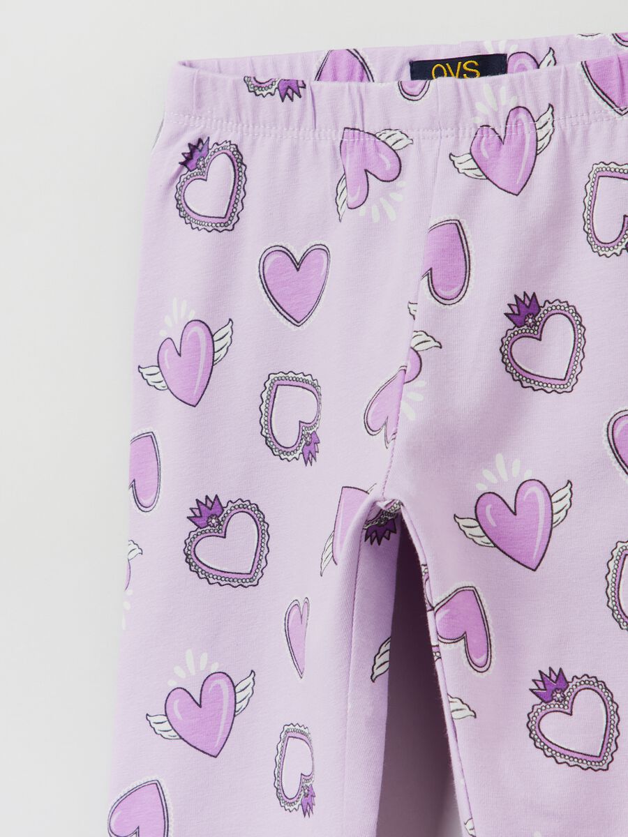 Leggings in stretch cotton with heart print_2