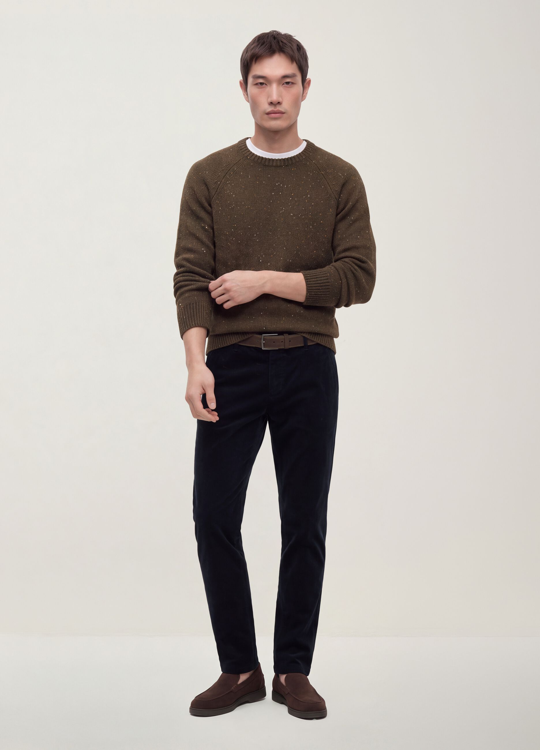 Blue regular-fit stretch cotton cord chino trousers