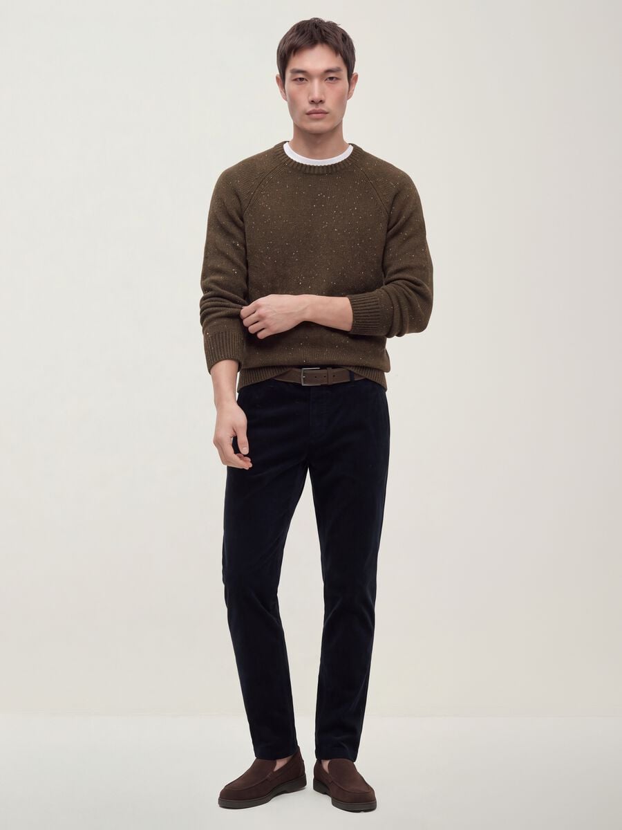 Blue regular-fit stretch cotton cord chino trousers_0