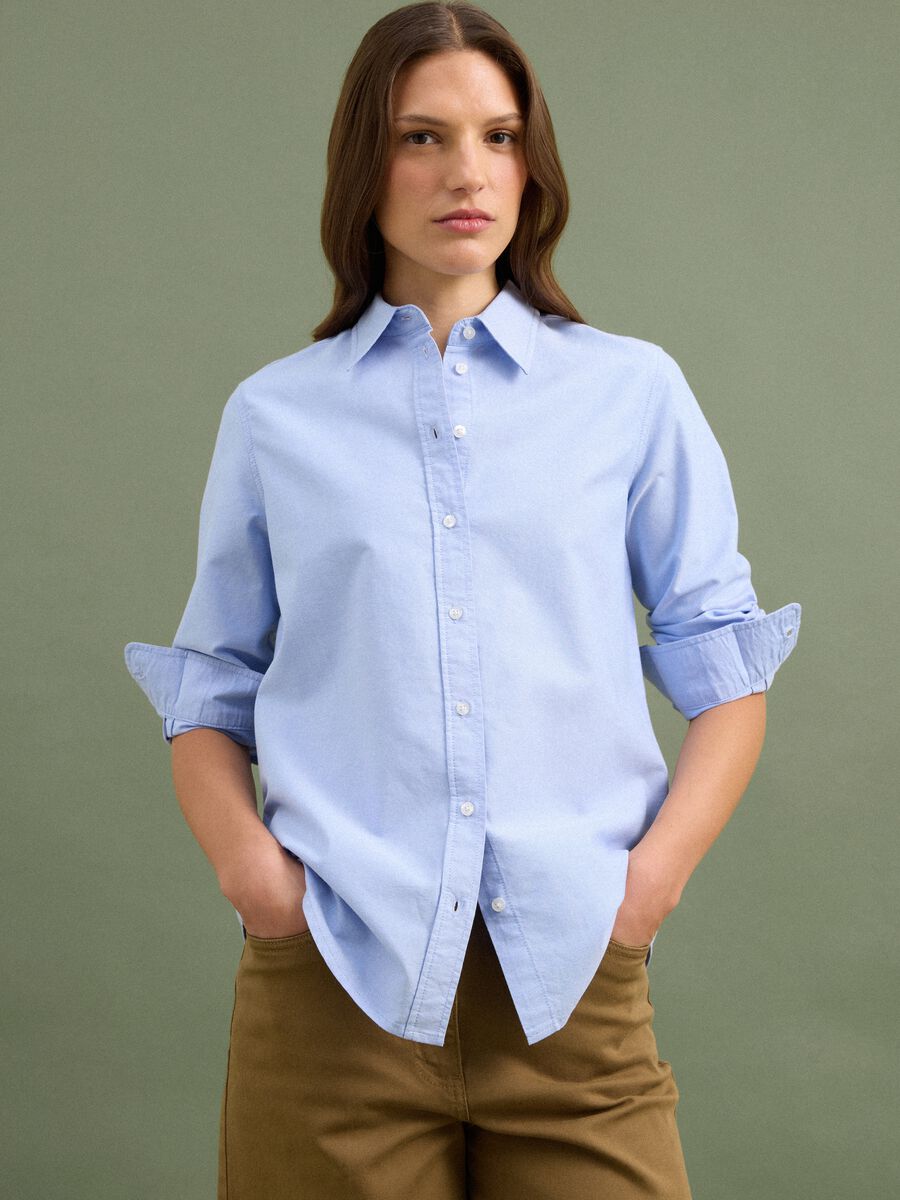 Light blue pure cotton Oxford shirt, comfort fit_0
