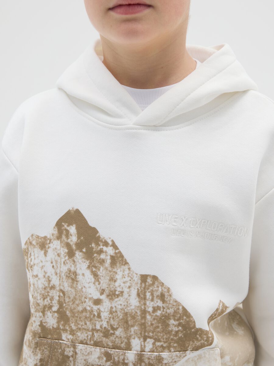 White Hooded Sweatshirt for Boys in Cotton Blend Relaxed Fit_2