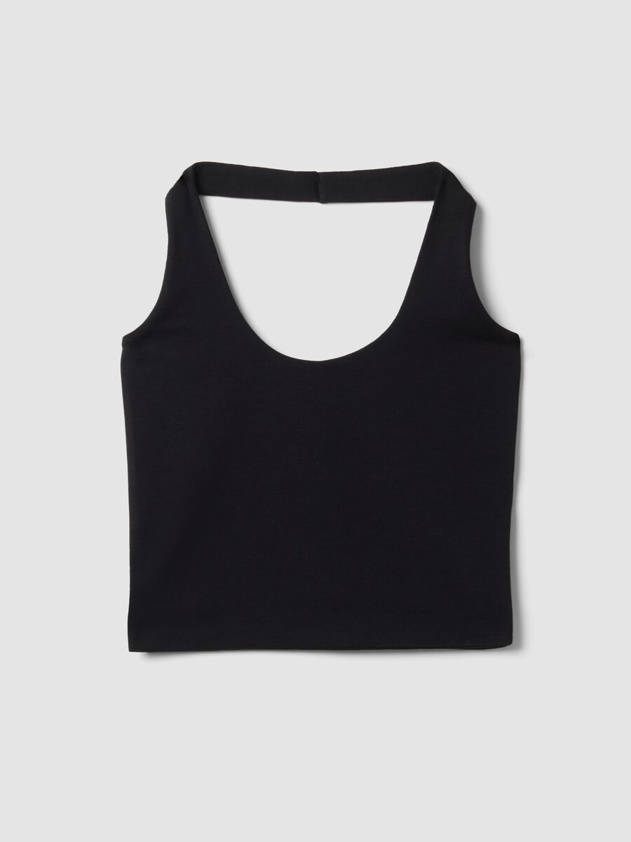 Schwarzes Top aus elastischer Baumwolle_4