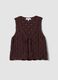 Brown pure cotton regular-fit waistcoat with tie fastening and deep V-neck_4