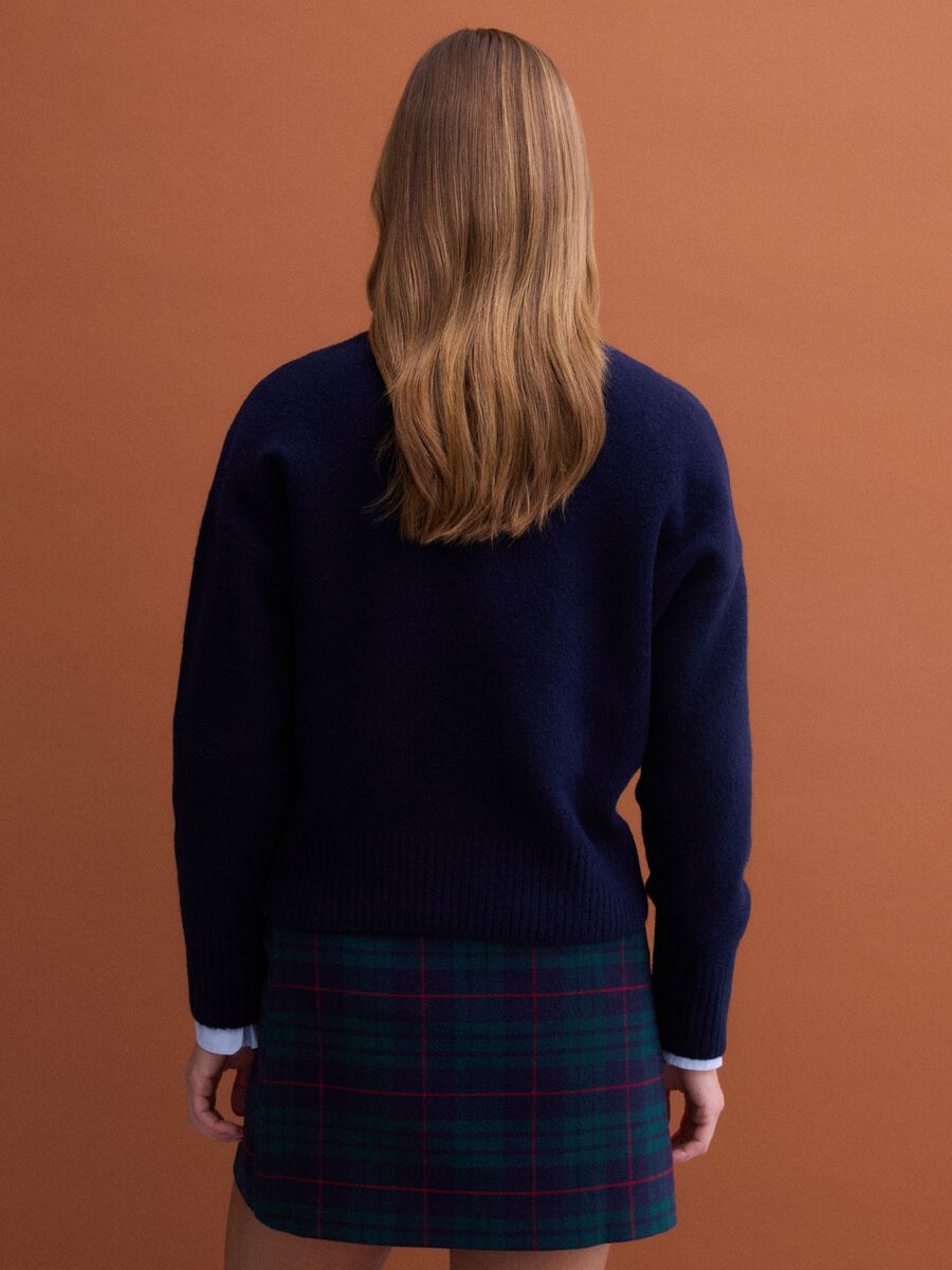 Navy blue stretch wool crew-neck jumper_3