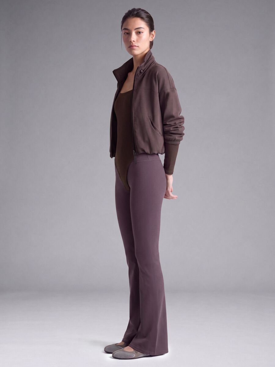 Purple Flared Leggings in Stretch Fabric_0