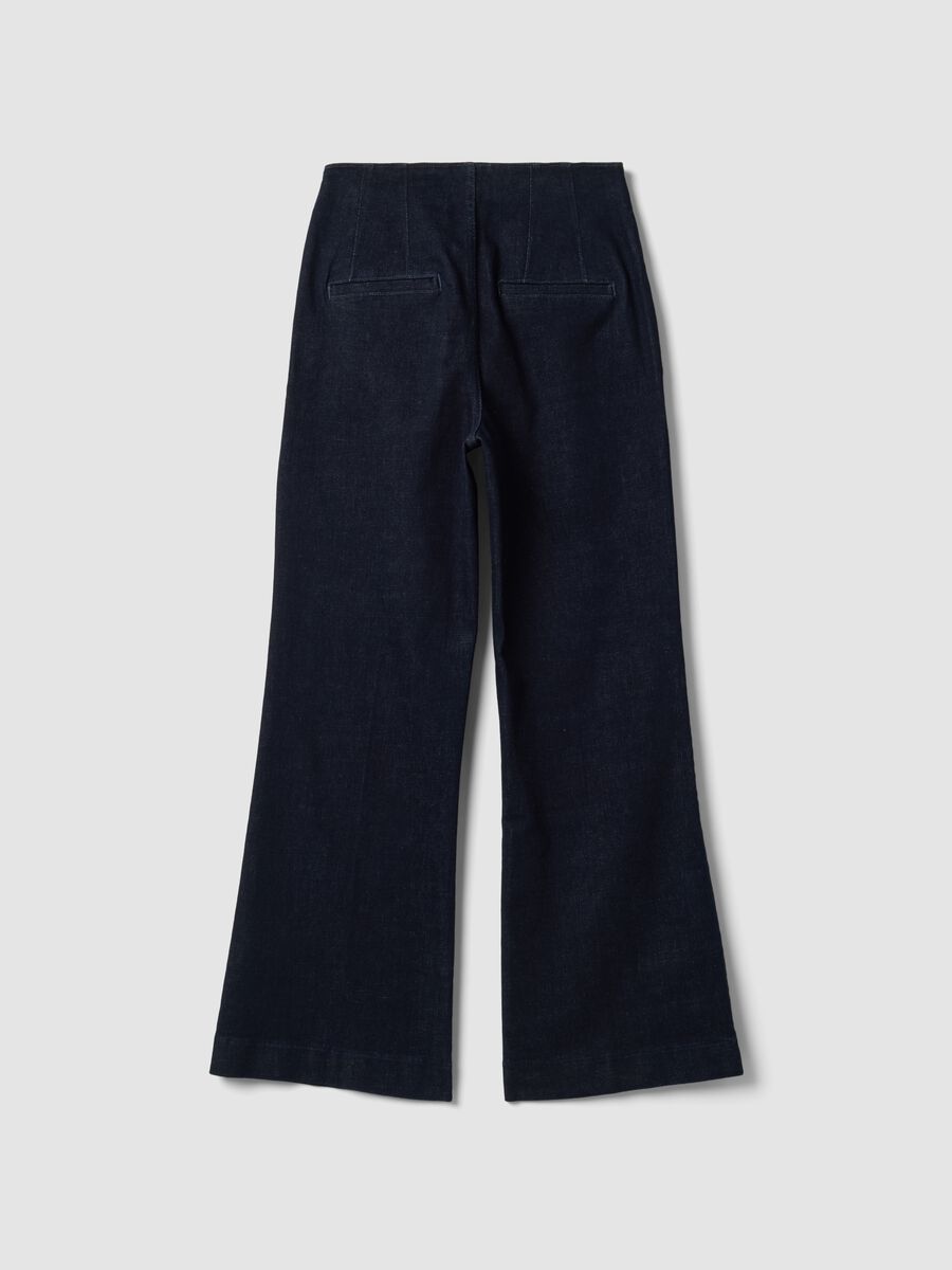 Jeans azuis straight fit em algod&atilde;o el&aacute;stico_6