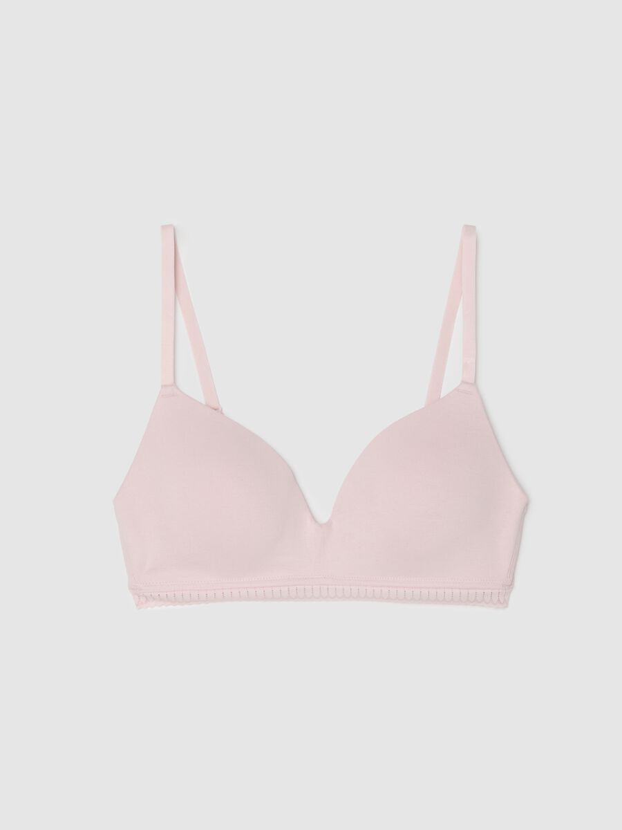 Pink Triangle Bra in Stretch Cotton with Padding_0