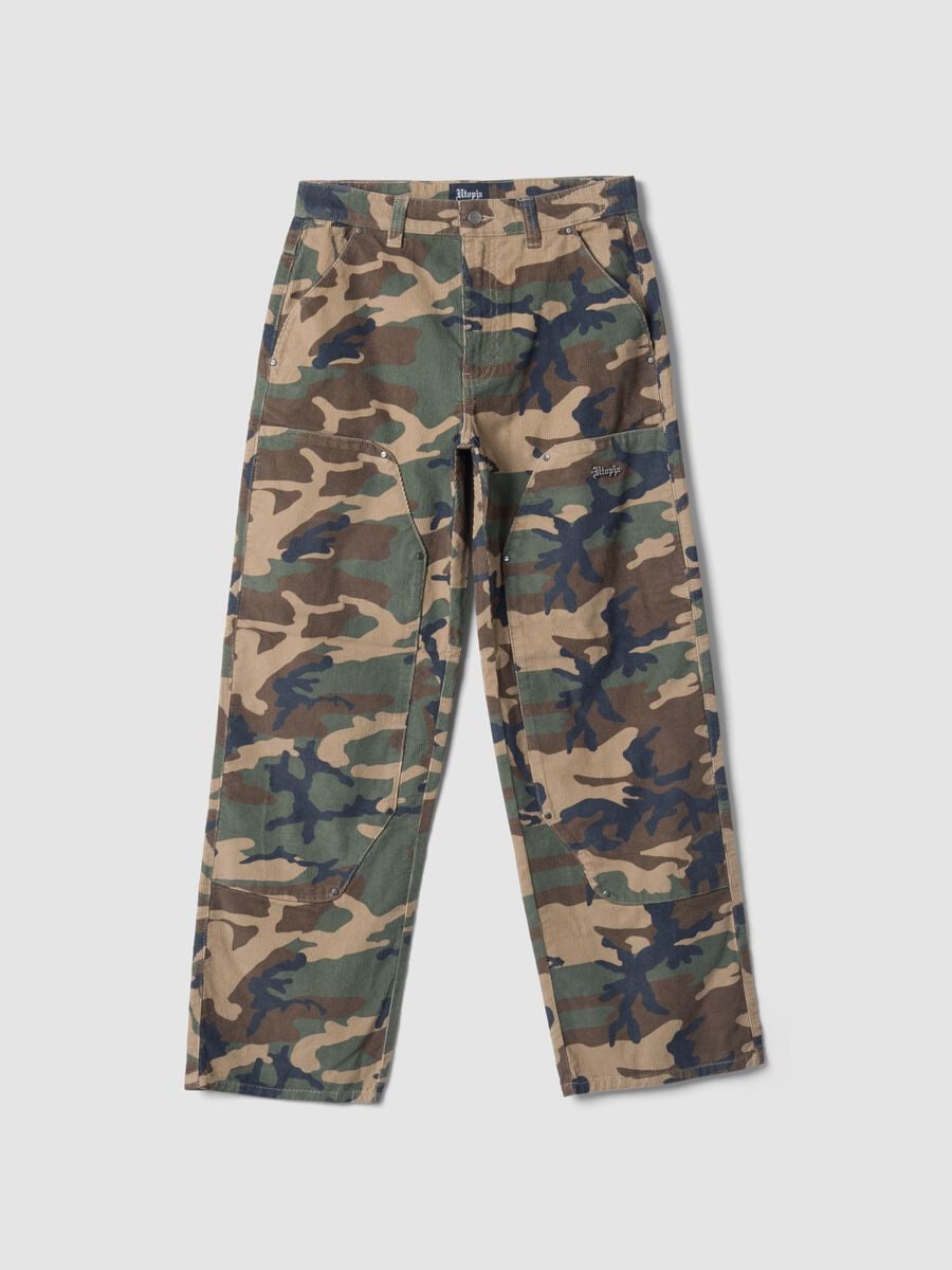 Washed Camo Corduroy Carpenter Trousers_1