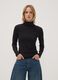 Schwarzes Shirt aus elastischer Viskose mit Stehkragen, Regular Fit_0