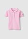 Polo in puro cotone rosa da bimba regular fit con maniche arricciate_0