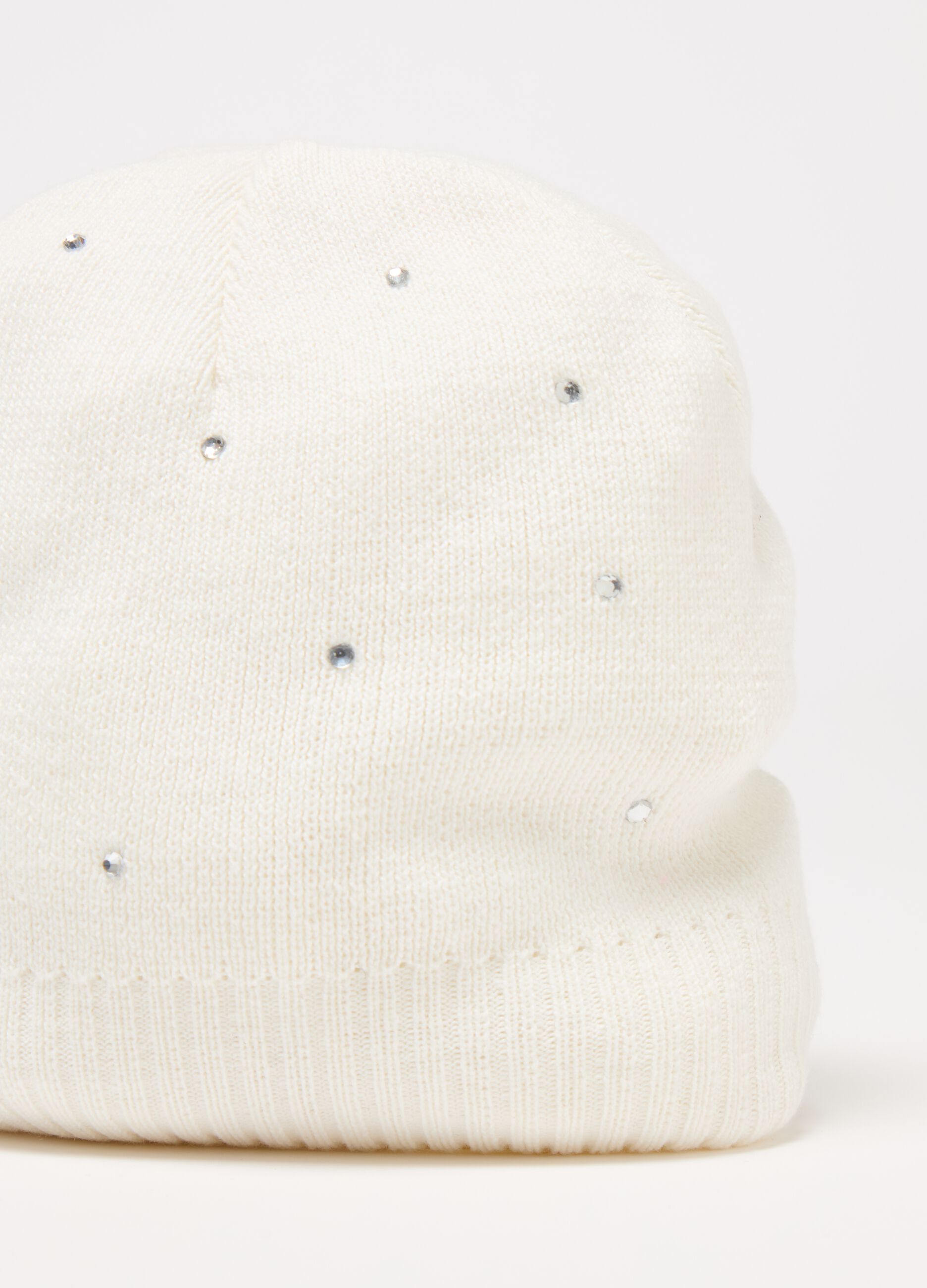Knitted cotton hat with diamantés