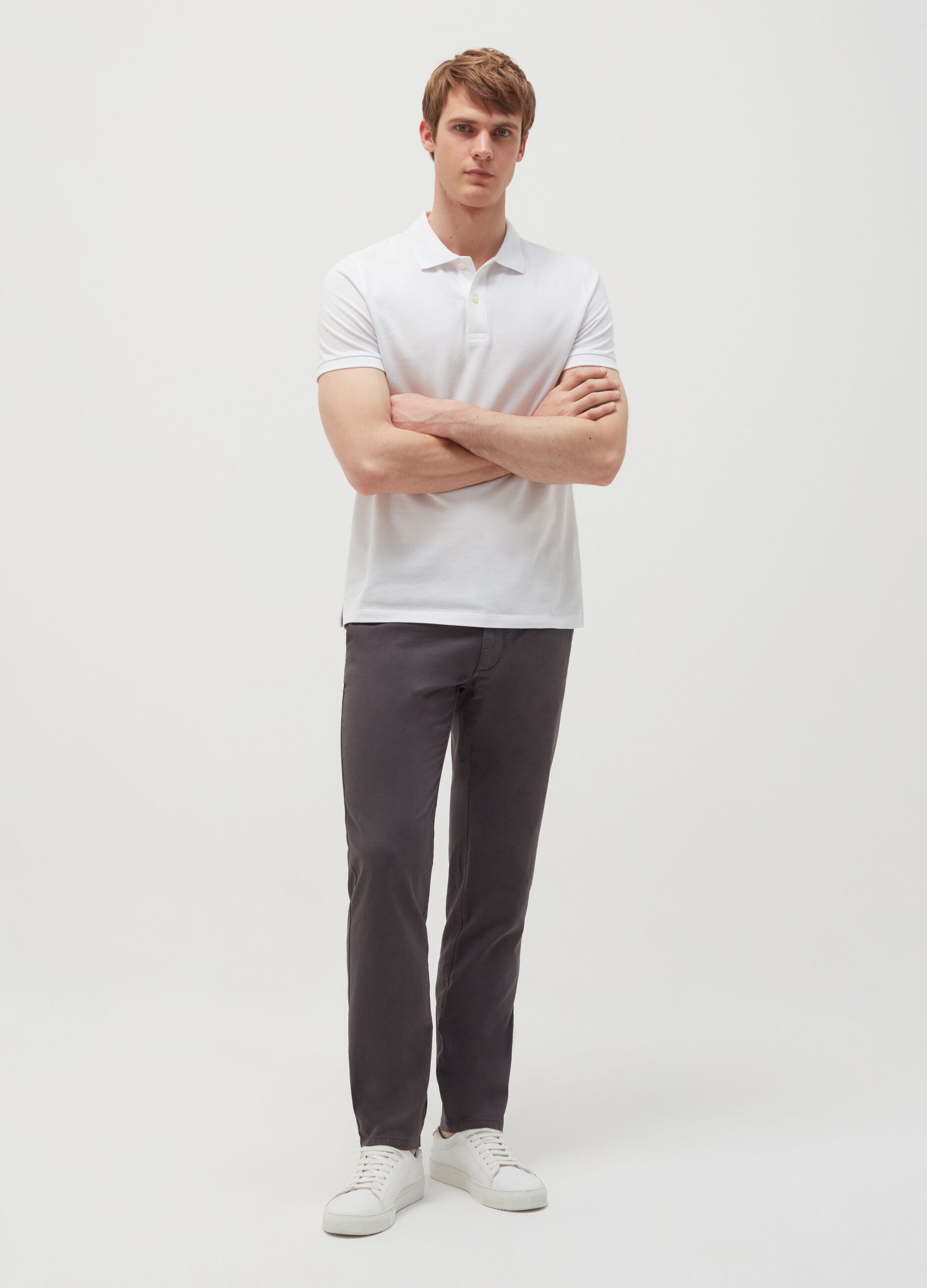 Linen and cotton chino trousers