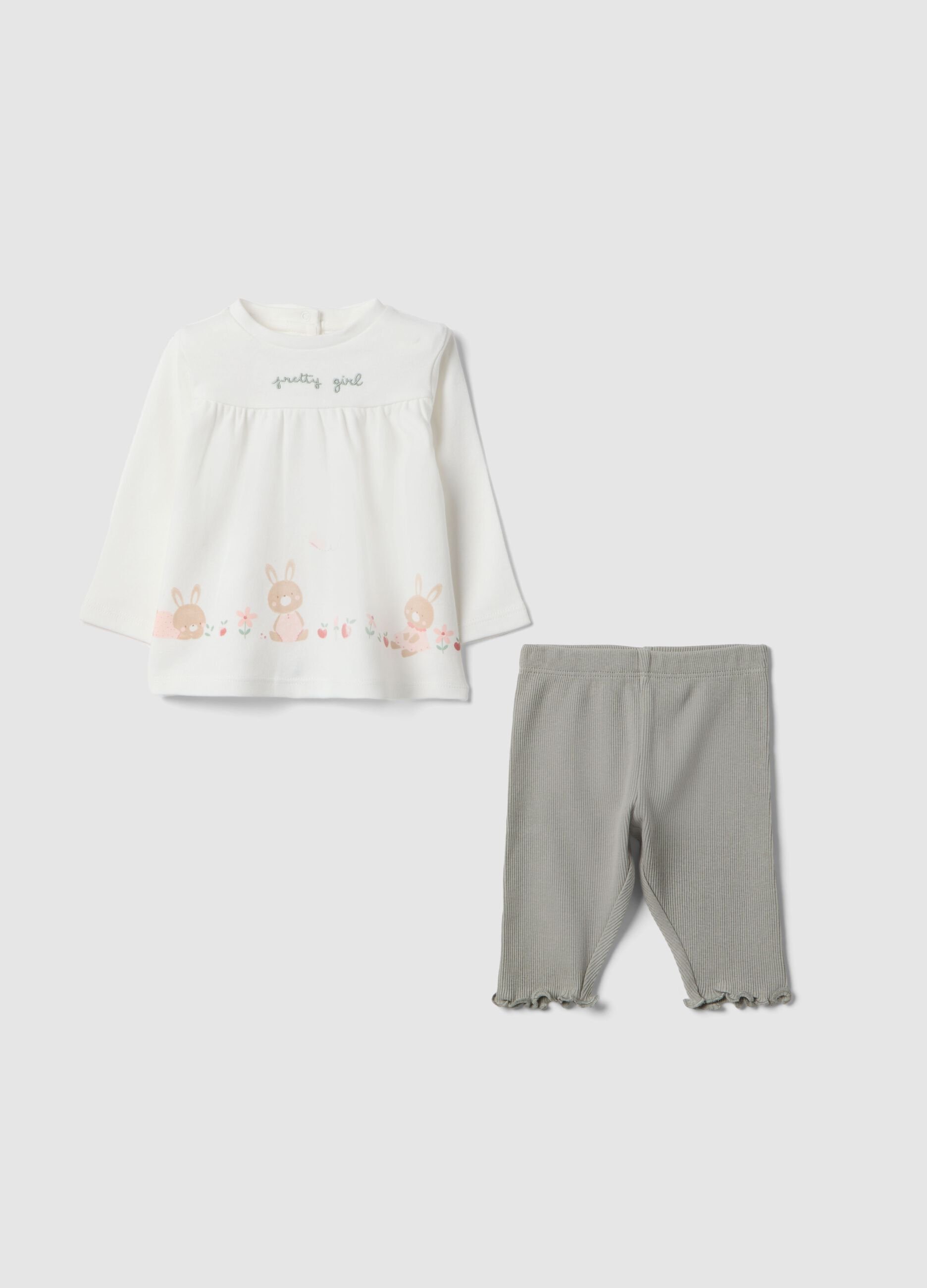 Wei&szlig;-graues Set aus Bio-Baumwolle f&uuml;r Babys
