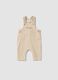 Beige Baby-Latzhose aus reiner Baumwolle, Regular Fit mit Stickerei_0