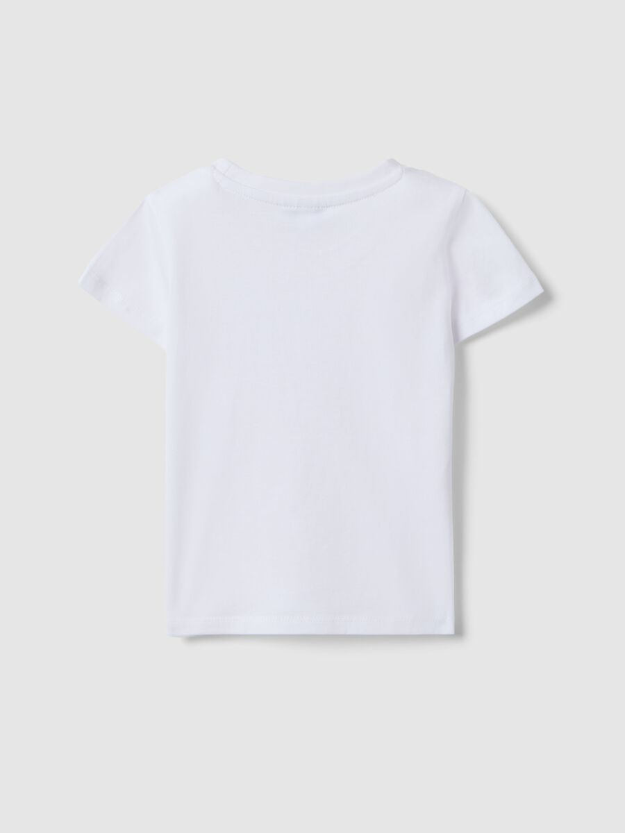 Wei&szlig;e Baumwoll-T-Shirt f&uuml;r M&auml;dchen mit Katzenmotiv, regul&auml;re Passform_1