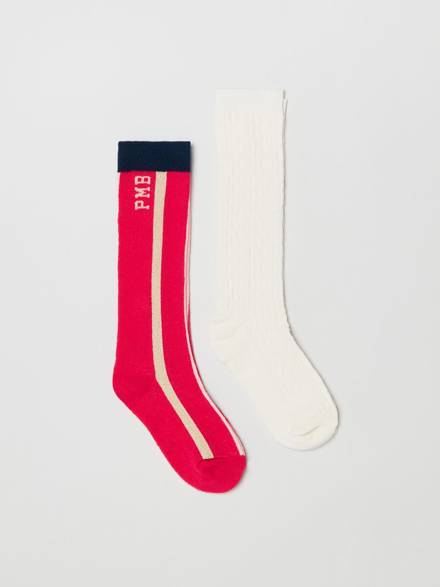 Two-pair pack long socks with lurex_0