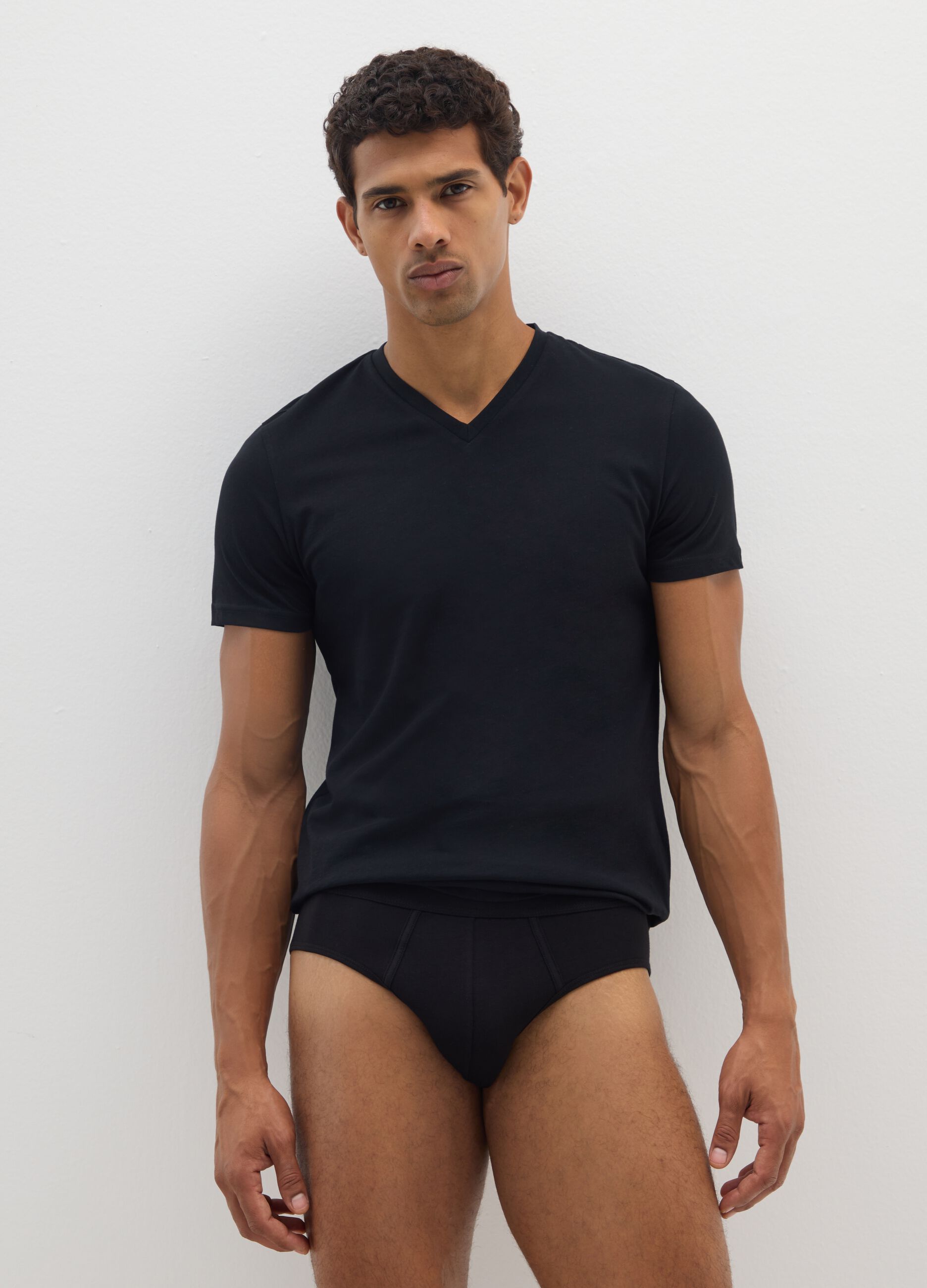 Pack of black elasticated cotton briefs