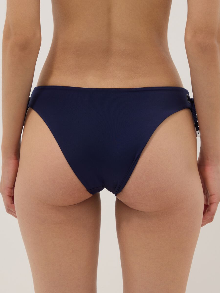 Blue bikini bottoms in stretch fabric with tie sides_2