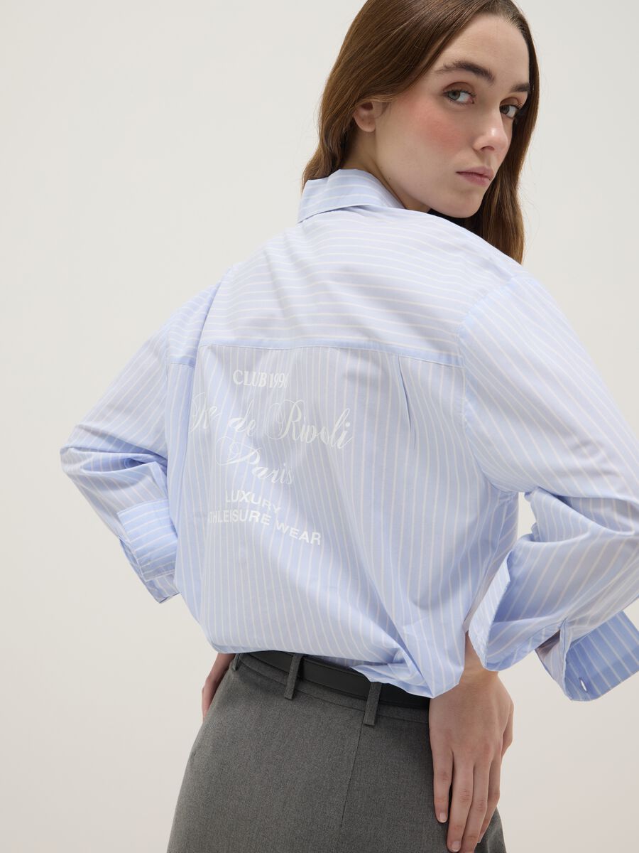 Blue striped pure cotton shirt regular fit_0