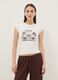 Wei&szlig;es, figurbetontes T-Shirt aus Stretch-Baumwolle mit Print_2