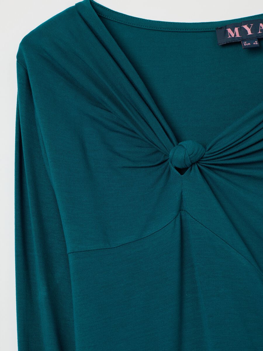 Green long-sleeved blouse in stretchy viscose_5